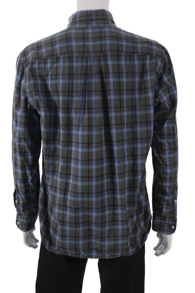 The Men's Store at Bloomingdale's Plaid Button Down Down Shirt Blue Size L