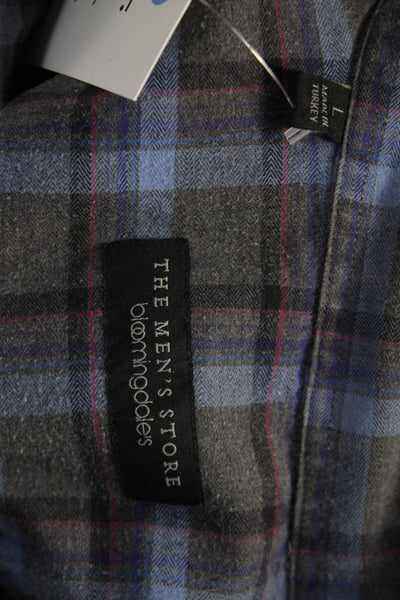 The Men's Store at Bloomingdale's Plaid Button Down Down Shirt Blue Size L