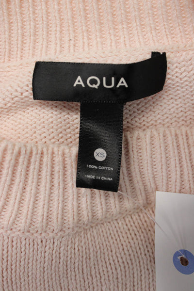 Aqua Womens Pullover Sweater Pink Cotton Mock Neck Long Sleeve Size XS
