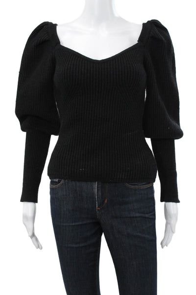 ASTR Womens Pullover Sweater Black Viscose V Neck Long Sleeve Size S