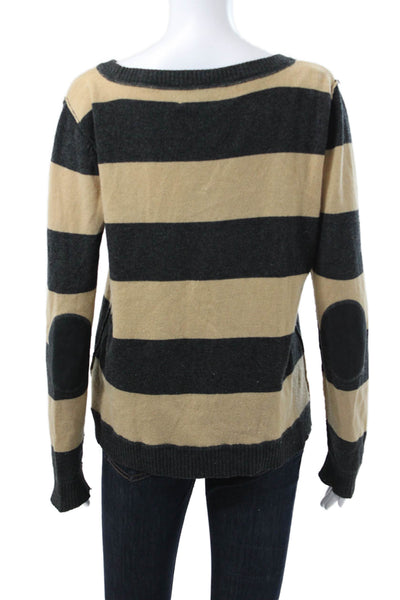Michael Stars Womens Gray Striped Crew Neck Pullover Extra Fine Wool Size 2