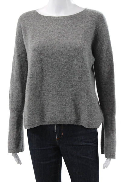 Kokun Womens Cashmere Boatneck Pullover Sweater Gray Long Sleeve Size S
