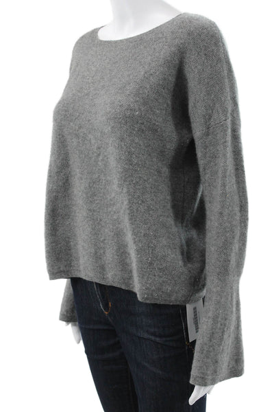 Kokun Womens Cashmere Boatneck Pullover Sweater Gray Long Sleeve Size S