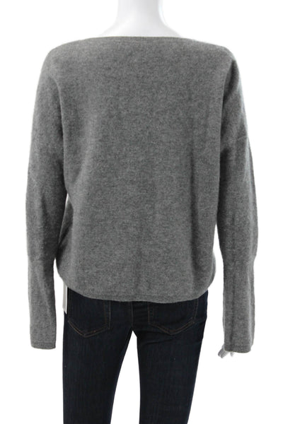 Kokun Womens Cashmere Boatneck Pullover Sweater Gray Long Sleeve Size S