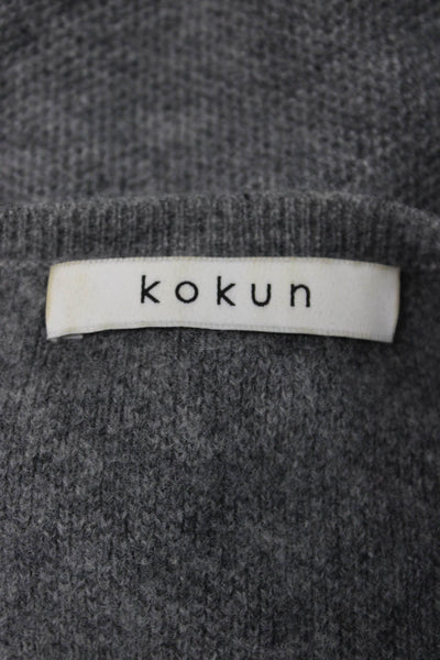 Kokun Womens Cashmere Boatneck Pullover Sweater Gray Long Sleeve Size S