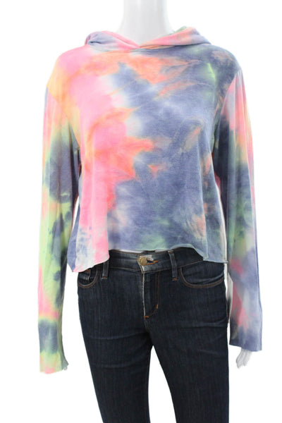 Jac Parker Women Pullover Hoodie Multicolor Tie Dye Long Sleeve Size M
