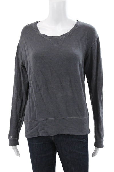 Monrow Women Pullover Gray Rayon Crew Neck Long Sleeve Size M