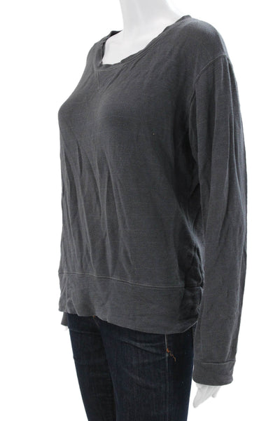 Monrow Women Pullover Gray Rayon Crew Neck Long Sleeve Size M