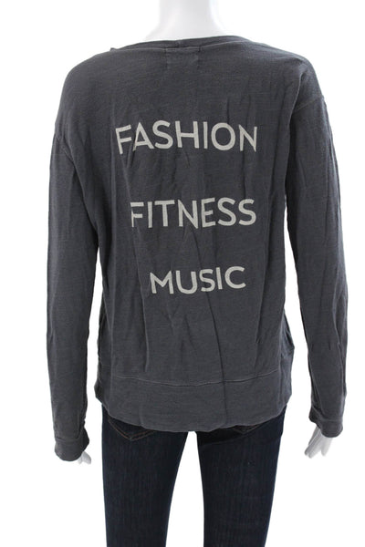 Monrow Women Pullover Gray Rayon Crew Neck Long Sleeve Size M