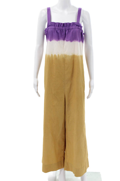 Sea New York Women Tie Dye Cotton Sleeveless Square Neck Jumpsuit Size 10