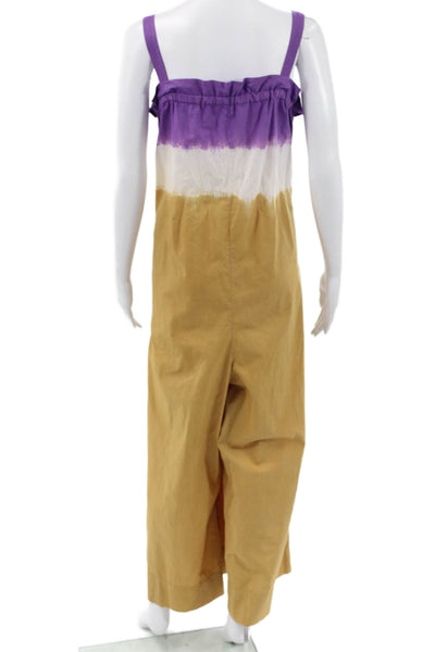 Sea New York Women Tie Dye Cotton Sleeveless Square Neck Jumpsuit Size 10