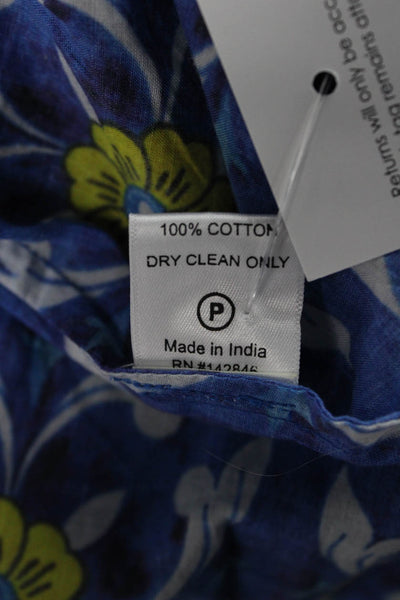 Rhode Resort Women Maxi Dress Blue Cotton Square Neck Half Sleeve Size L