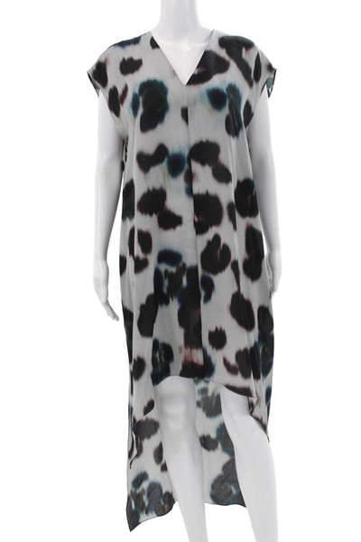 Allsaints Women Kaftan Dress Multicolor V Neck Midcalf Short Sleeve Size 10