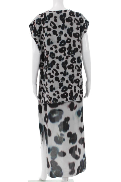 Allsaints Women Kaftan Dress Multicolor V Neck Midcalf Short Sleeve Size 10