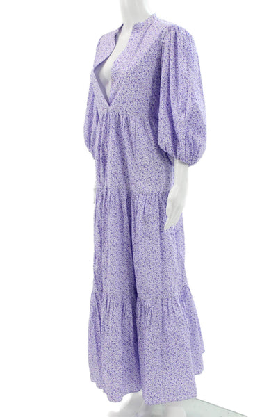 Allsaints Women Kaftan Dress Multicolor V Neck Midcalf Short Sleeve Size 10