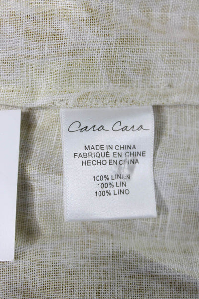 Cara Cara Women Maxi Linen Dress Yellow Square Neck Short Sleeve Size L
