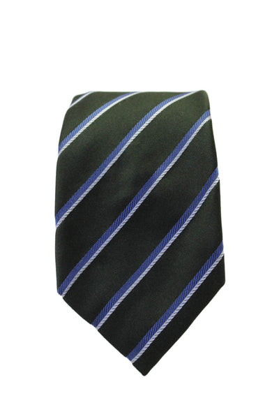 Isaia Mens Silk Striped Classic Neck Tie Green Size OS