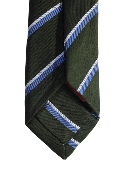 Isaia Mens Silk Striped Classic Neck Tie Green Size OS