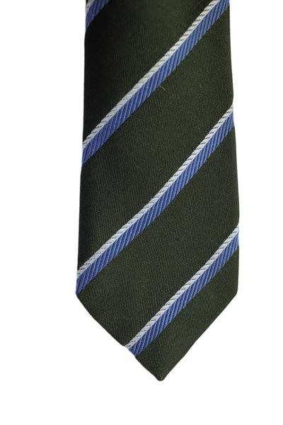 Isaia Mens Silk Striped Classic Neck Tie Green Size OS