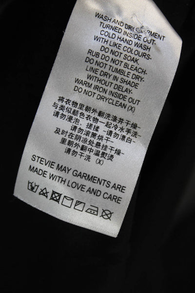 Stevie May Womens Wrap Dress Black V Neck Long Sleeve Geometric Size L