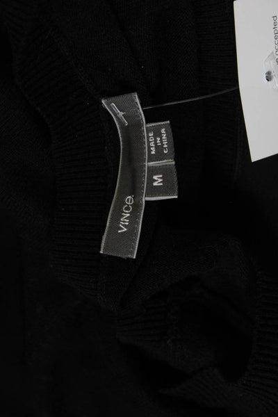 Vince Womens Silk Scoop Neck Long Sleeve Basic Blouse Black Size M