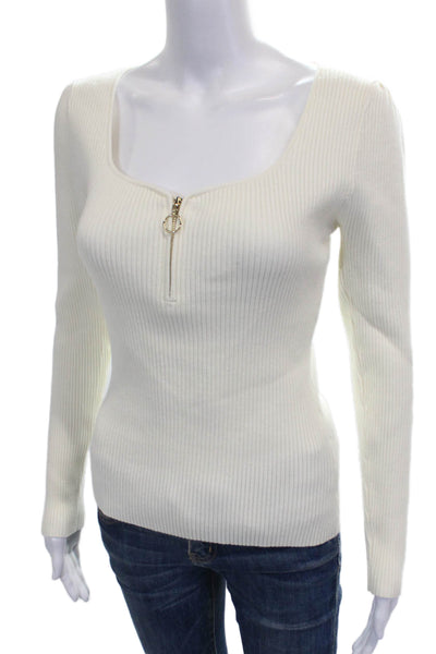 Generation Love Women Pullover Sweater Ivory Square Neck Long Sleeve Size L