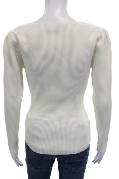 Generation Love Women Pullover Sweater Ivory Square Neck Long Sleeve Size L