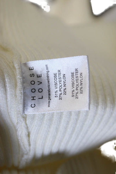 Generation Love Women Pullover Sweater Ivory Square Neck Long Sleeve Size L