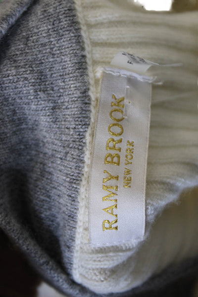 Ramy Brook Women Cardigan V-Neck Ivory Viscose Long Sleeve Size M