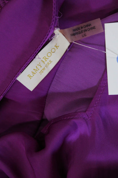 Ramy Brook Womens Purple V Neck Tunic 3/4 Sleeve Polyester Size L