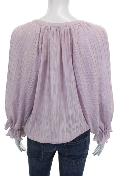 Ramy Brook Women Basic Blouse Purple V-Neck Long Sleeve Polyester Size S