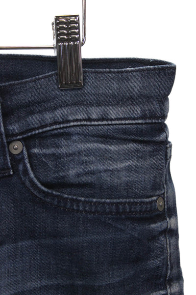 7 For All Mankind Women Bermuda Shorts Blue Cotton Button Size 29
