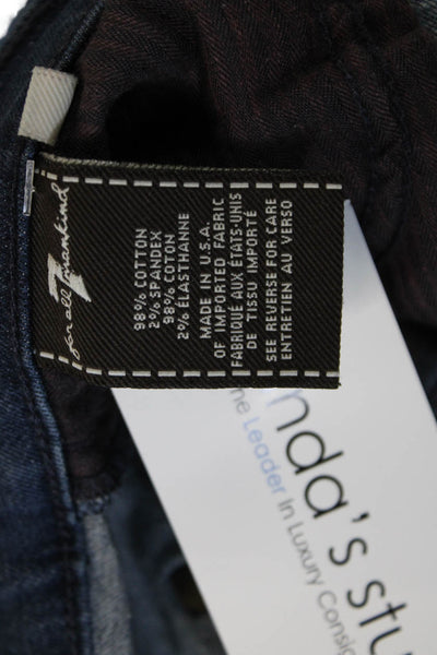 7 For All Mankind Women Bermuda Shorts Blue Cotton Button Size 29
