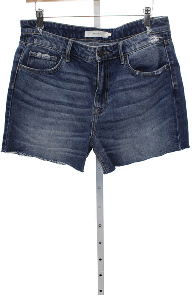Hidden Women Blue Cotton Cut-Off Shorts Size L