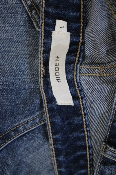 Hidden Women Blue Cotton Cut-Off Shorts Size L