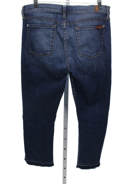 7 For All Mankind Women Ankle Jeans Blue High Waist Cotton Inseam 25 Size 29