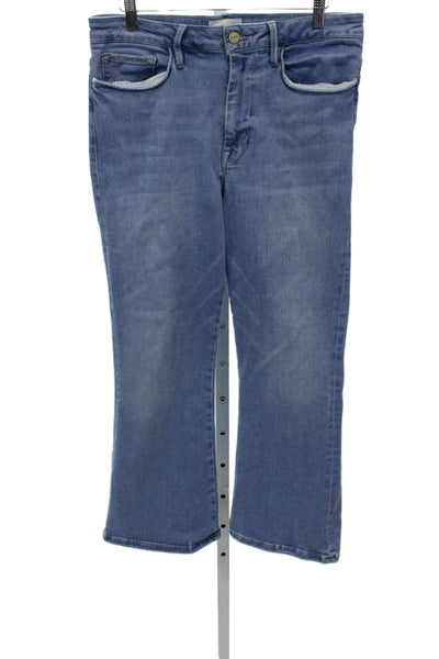 7 For All Mankind Women Ankle Jeans Blue High Waist Cotton Inseam 25 Size 29