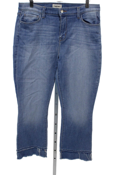 L'Agence Women Cropped Jeans Blue Mid-Rise Size 30