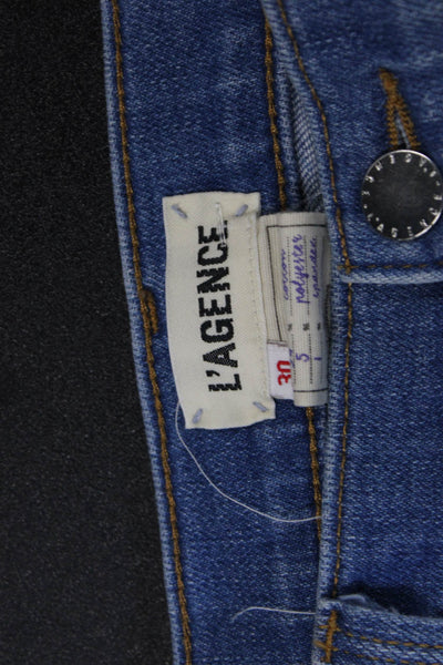 L'Agence Women Cropped Jeans Blue Mid-Rise Size 30