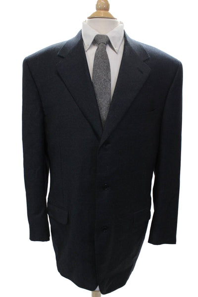 Canali Mens Blue Check Wool Blazer Size 56