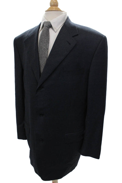 Canali Mens Blue Check Wool Blazer Size 56