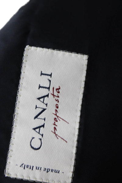 Canali Mens Blue Check Wool Blazer Size 56