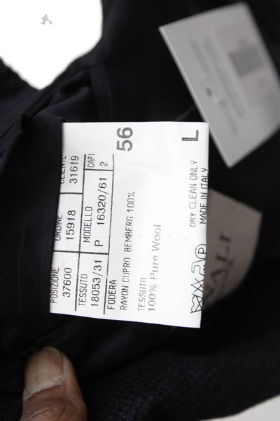 Canali Mens Blue Check Wool Blazer Size 56