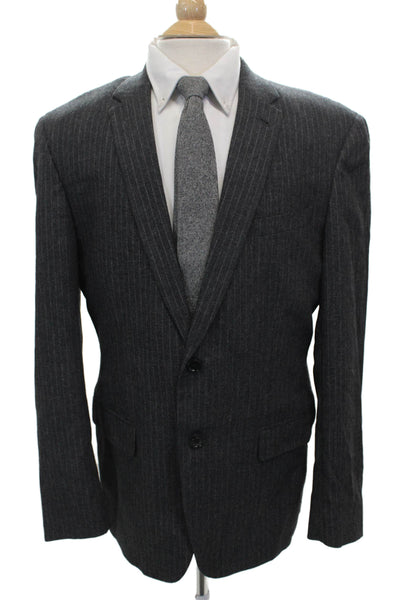 John Varvatos Star USA Mens Gray Wool Striped Blazer Size 42