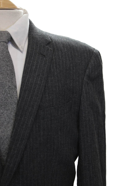 John Varvatos Star USA Mens Gray Wool Striped Blazer Size 42