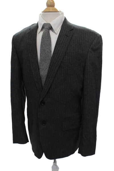 John Varvatos Star USA Mens Gray Wool Striped Blazer Size 42