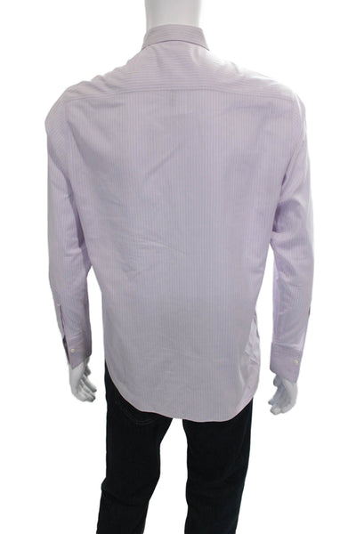 Maus & Hoffman Mens Purple Cotton Striped Long Sleeve Dress Shirt Size 42