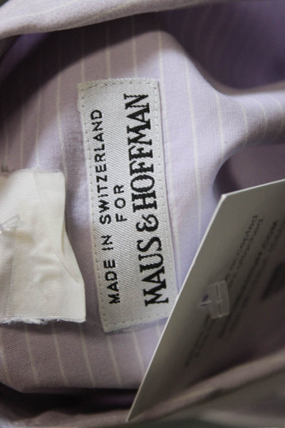Maus & Hoffman Mens Purple Cotton Striped Long Sleeve Dress Shirt Size 42