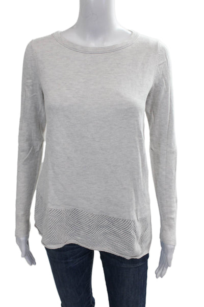Lilla P Womens Pullover Sweater White Cotton Long Sleeve Round Neck Size PP