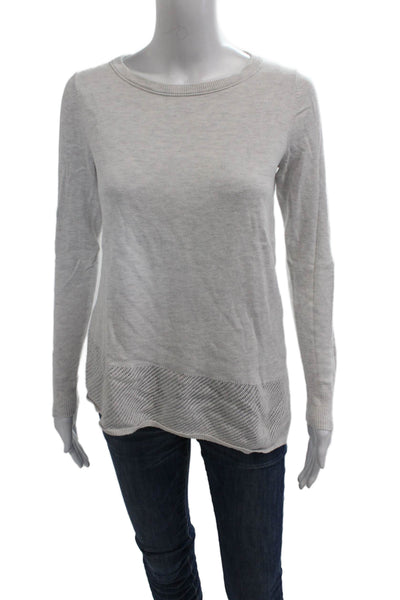 Lilla P Womens Pullover Sweater White Cotton Long Sleeve Round Neck Size PP